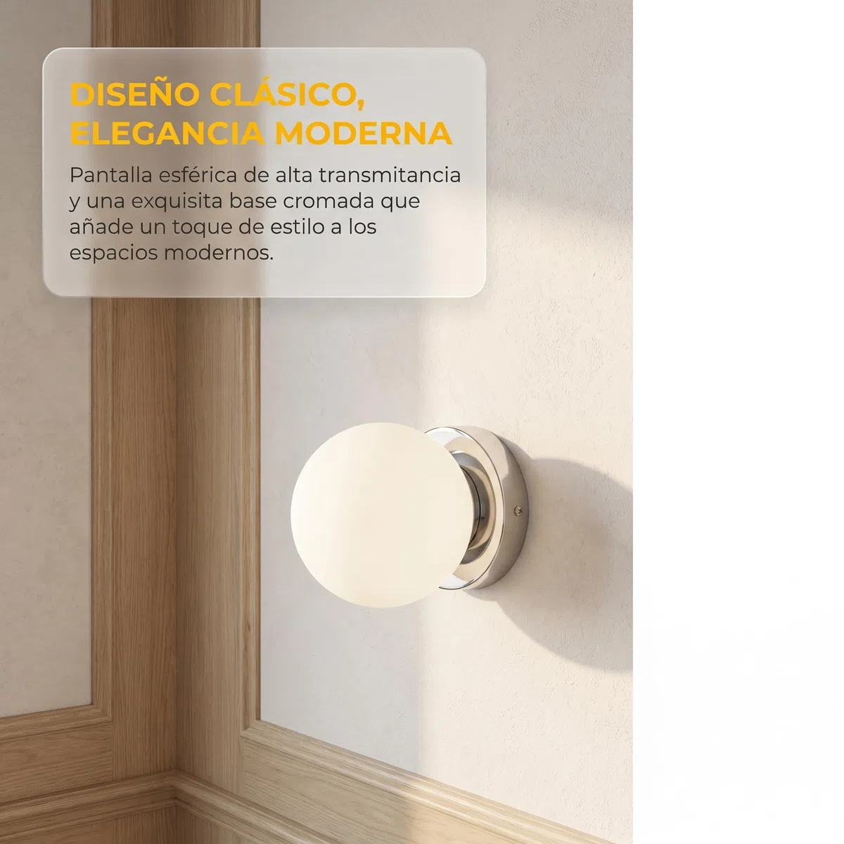 BARCELONA LED Applique da Parete Sfera Vetro AVA IP44 E27, Lampada Parete Globo in Vetro Opale, Illuminazione Bagno e Interni Design Classico Moderno Cromato Decorativo Parete Soffitto