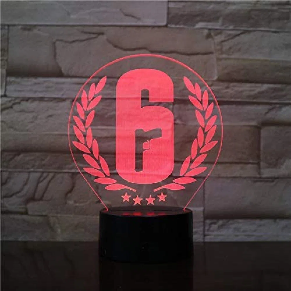Lampada da notte a LED 3D Rainbow Six Siege Touch Control Sensor 7 colori che cambiano regalo per bambini Fps Tavolo da gioco Rainbow 6 Lampada di design