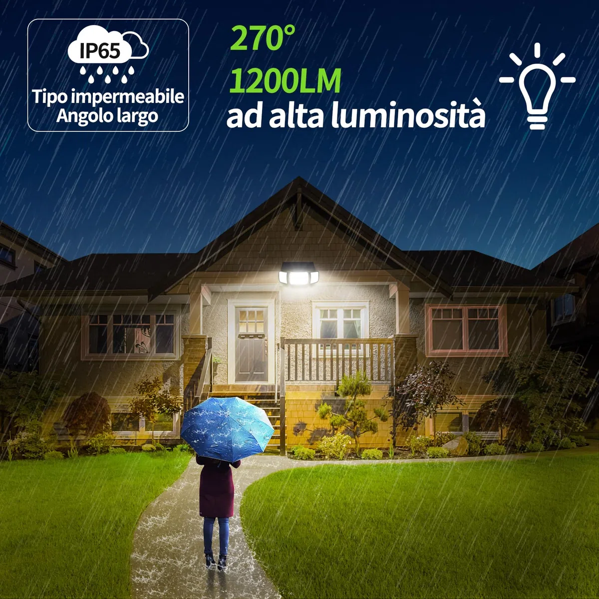 INTELAMP Luce Solare LED Esterno, 108LED Faretto LED da Esterno con Sensore di Movimento, 6000mAh Lampada Solare da Esterno 6500K, 4 Modalità Luci Solari Esterno per Giardino (Luce Bianca – 1 Pezzo)