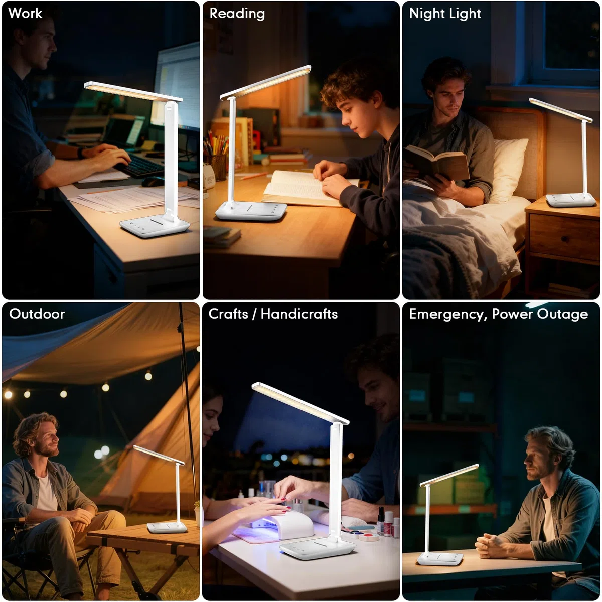 karidi Lampada da Scrivania Senza Fili Ricaricabile, Lampada da Tavolo con Batteria 4000mAh, LED Luce da Lettura Piegevole, 5 Modalità & 5 Luminosità, per Studio, Ufficio e Camera da Letto