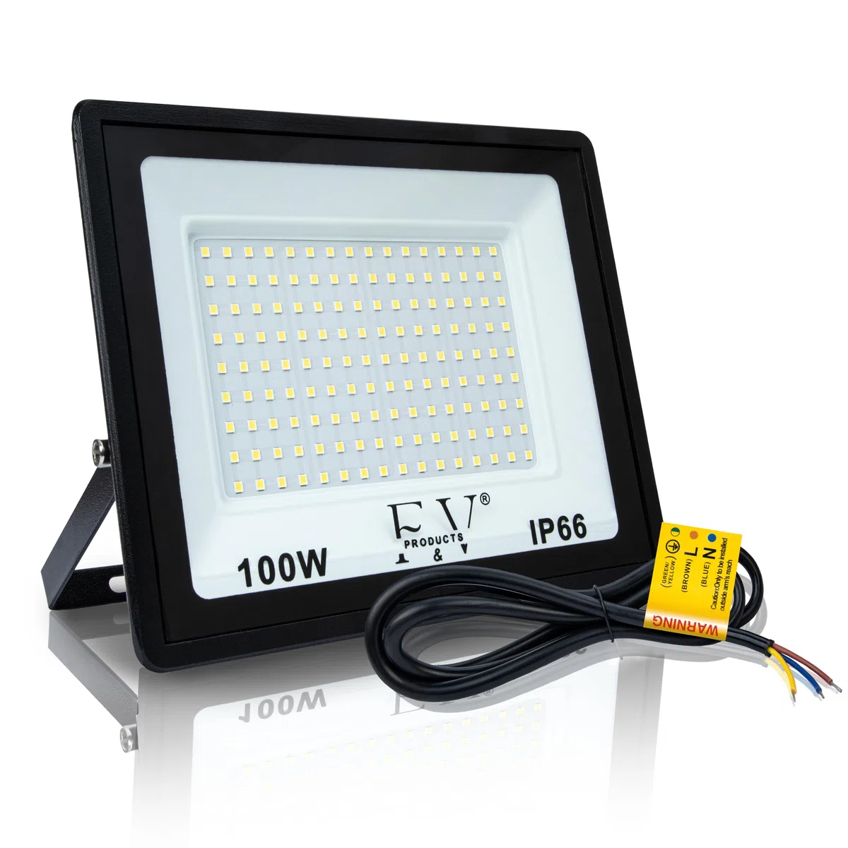 F&V PRODUCTS Faretto LED da Esterno 100W, Cavo 1 M, Luce Bianca Fredda 6500K, 10000 LUMEN, IP66, IK08, Alluminio e Vetro Temperato, Faro LED 220V per Illuminazione Esterna, Giardino, Garage, Facciate