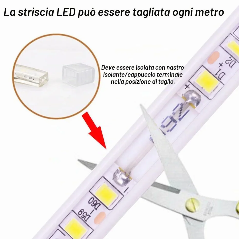 pcning Strisce LED 220 V 3 Metri IP67 Striscia impermeabile 5730 120 led/m Bianco Caldo 3000K Strip LED (bianco caldo, 3)
