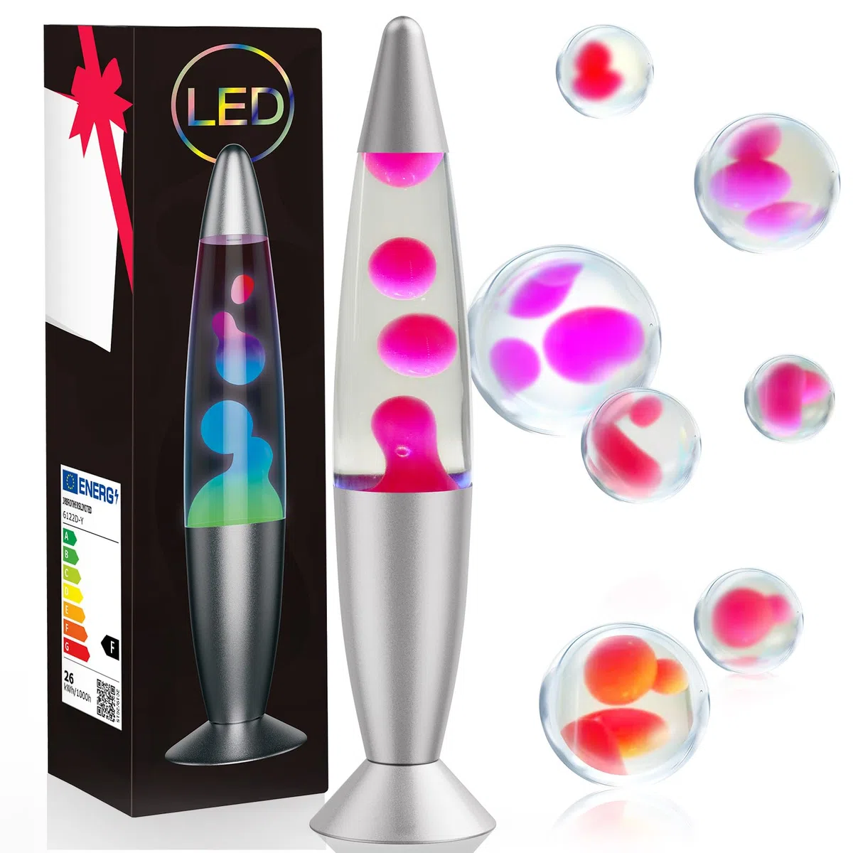 AONESY LED Lave Lamps 34cm Colore che cambia Lave Lampada Bianco Liquido & Cera Rosa Retro Astro Lampada per la decorazione della casa Bella Luce Regalo per Natale Halloween