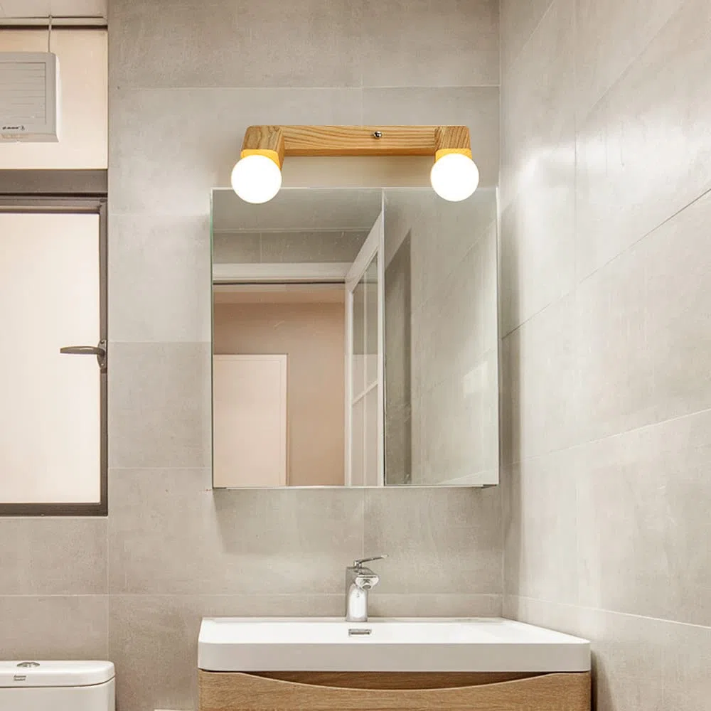 Jadssox Lampada Frontale a Specchio Regolabile in Legno Lampada Frontale Moderna per Trucco Apparecchio di Illuminazione, luci girevoli per Specchio da Bagno per Bagno, Cornice Applique da Parete
