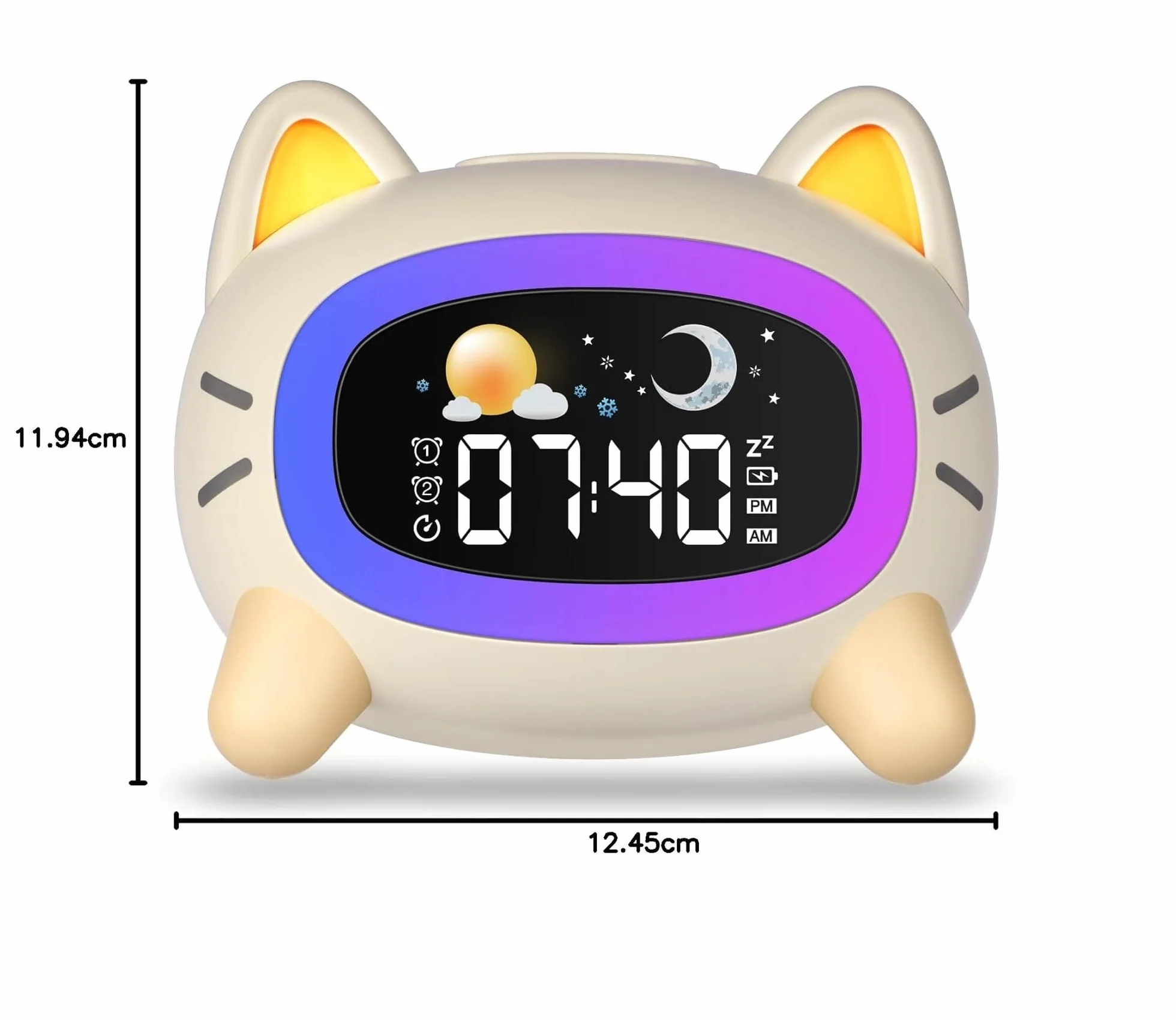 Uplayteck Sveglia per Bambini, Sveglia da Comodino per Bambine con 5 Luci Notturne & 4 Livelli di Luminosità, USB Ricaricabile Sveglie Luce Notturna con Snooze & 2 Allarme, Digitale LED con 7 Musica