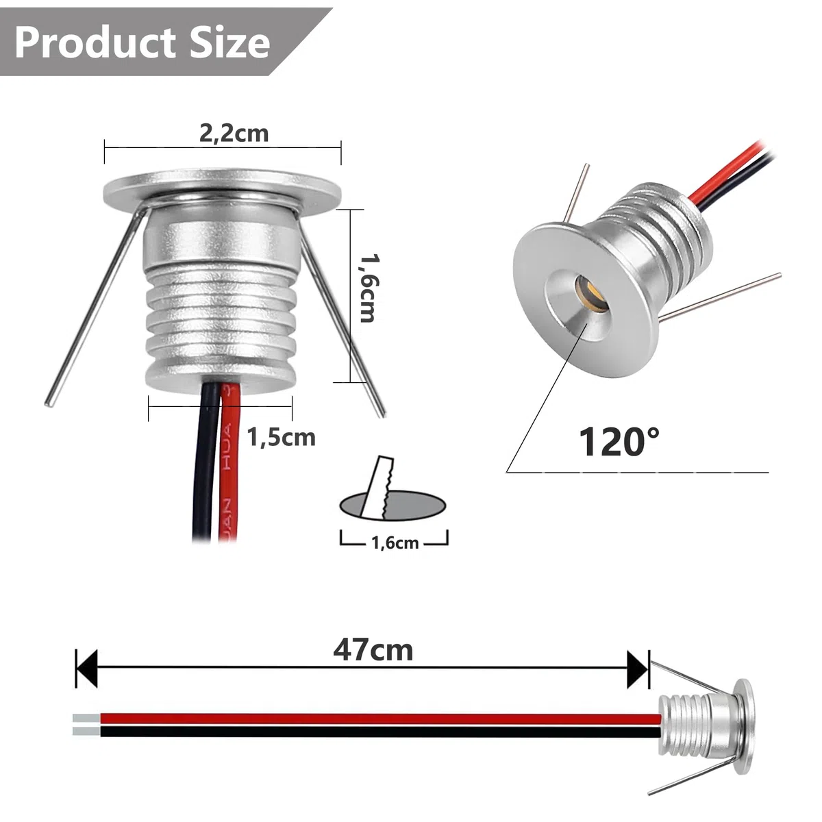 Faretto da incasso 1W 9 pezzi Mini Luci da incasso 12V Faretto a LED per soffitto camera da letto Armadietto del bagno Scala per posto auto coperto (Argento Bianco Caldo 3000K)