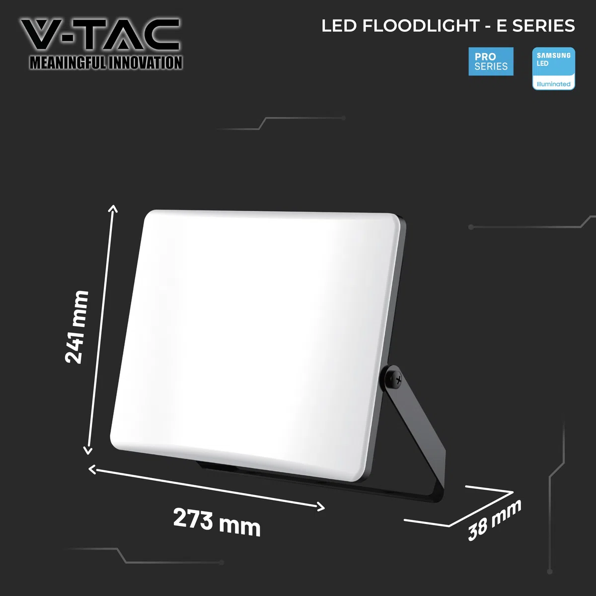 V-TAC Faro LED da Esterno 100W - [Chip Samsung + Tecnologia RLE + Innovativa Copertura in Policarbonato] - Alta Luminosità: 10000 Lumen - IP65 - Faretto LED Casa, Garage, Magazzino - Luce CCT 3 IN 1