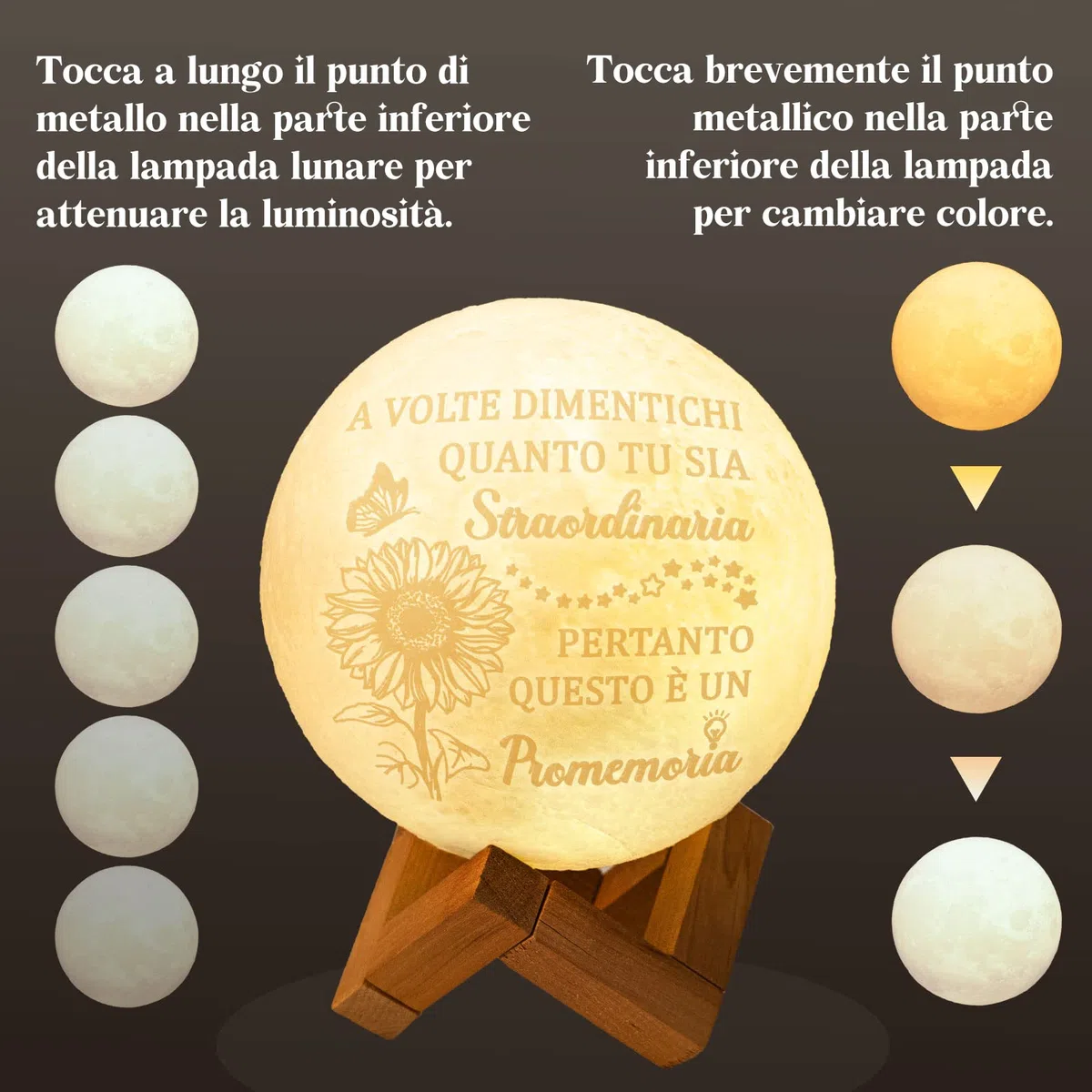 Vetbuosa Regalo Donna - Motivazionale Lampada Luna, Lampada da Comodino | Abat Jour da Comodino | Idea Simpatica | Compleanno & Festa | Bambina Donna Uomo Amico Ado | Sorpresa Collega Ufficio