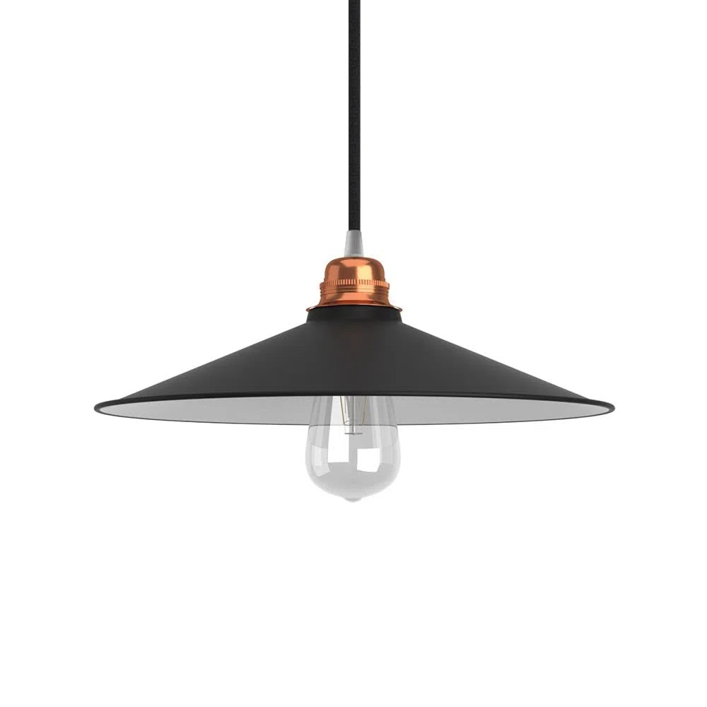 Paralume Swing in metallo smaltato per portalampada E27 - Bianco - Nero