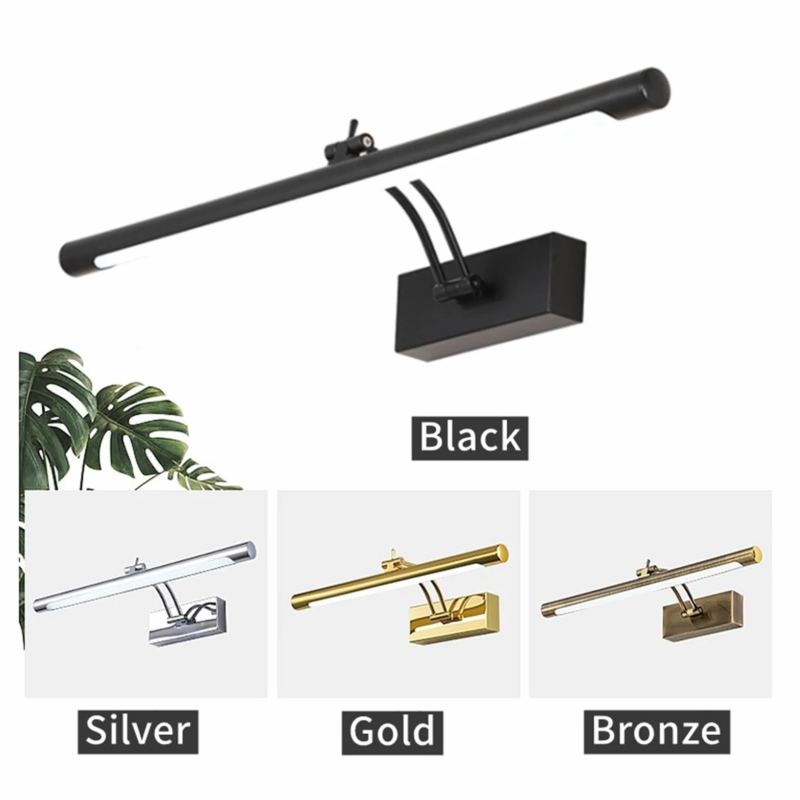 Luci per quadri da parete Lampada da parete moderna for bagno a LED, acciaio inossidabile impermeabile L40 / 55 / 70CM, applique for specchio da interno con interruttore(GOLDEN,9W 40CM)