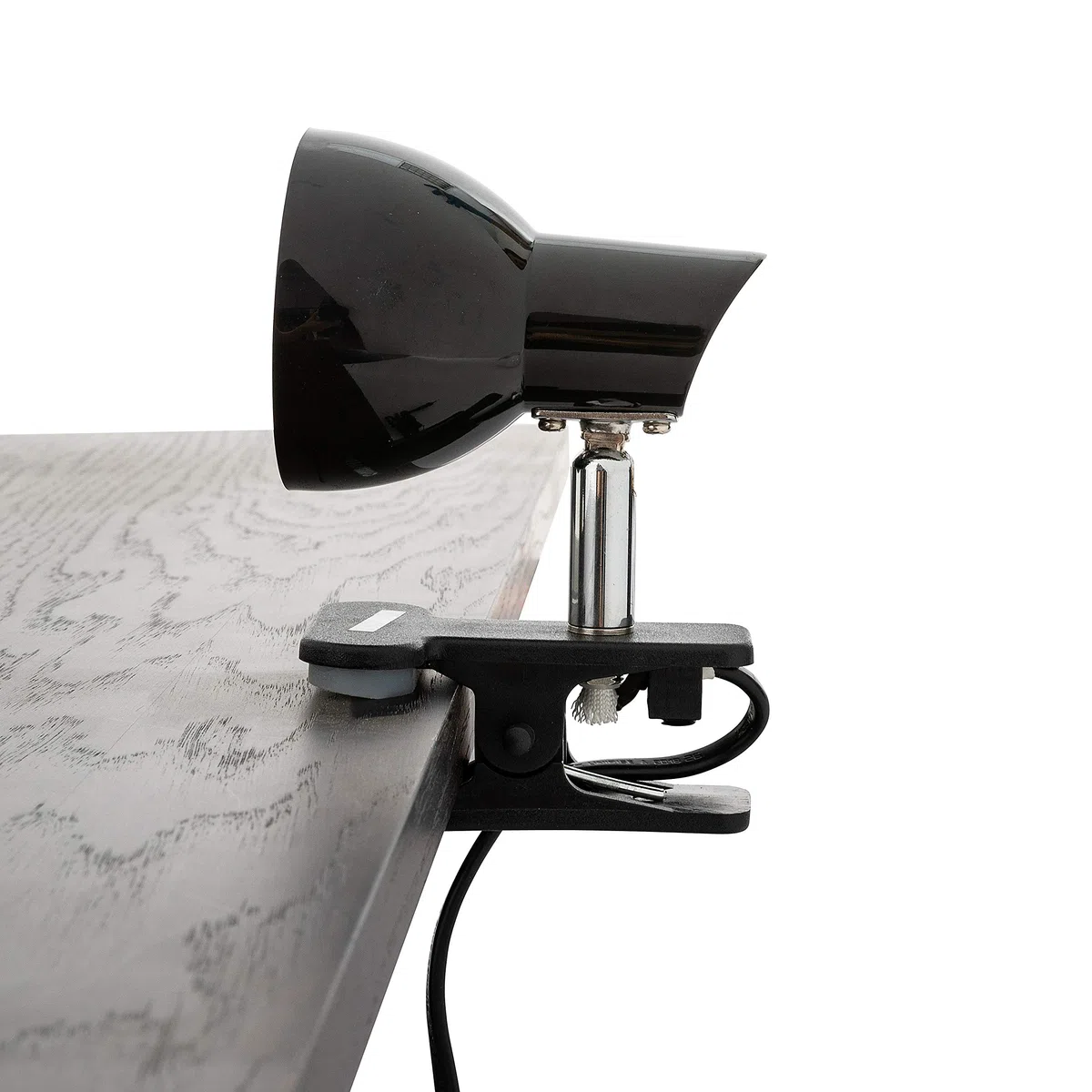 Velamp CHARLY Spot Clip, Lampada Morsetto, Faretto LED con Pinza, 360 Lumen (5W) con Cavo ed Interruttore. per Camera Bimbo, Scrivania, Studio 5 W, Nero