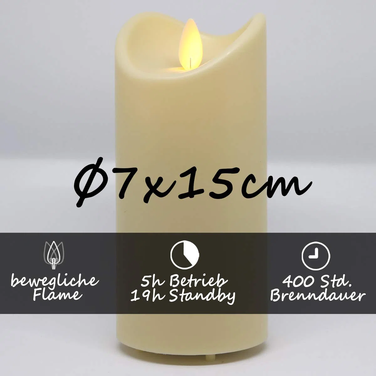 TRONJE Ø7x15 cm LED Candela a Batteria da Esterno Crema - Candela Plastica senza Fiamma con Timer e Telecomando - Impermeabile & Resistente al Calore