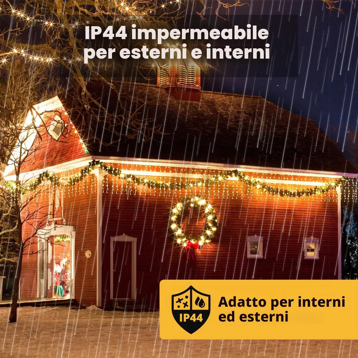 SALCAR 6m x 1m LED Tenda con Catena di Luci, Catena luminosa 300 Leds 9 modalità impermeabile decorazione per Decorazioni Natale - Bianco Caldo