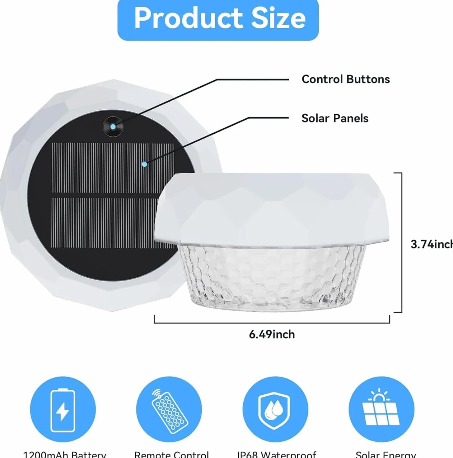 Joycome Luci Piscina Solari Fuori Terra IP68 Impermeabili Illuminazione Solare Piscina con Telecomando, Luci per Piscina Subacquea LED RGBCW Luce Piscina per Esterno Laghetto Festa - 1 Pacco