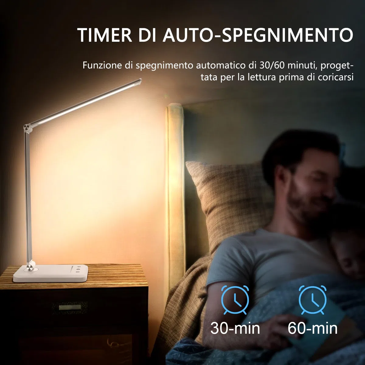LENDOO Lampada da scrivania a LED senza fili, lampada da comodino USB ricaricabile, 10 livelli di luminosità 5 modalità di illuminazione, Protezione Degli Occhi Lampada da tavolo per ufficio