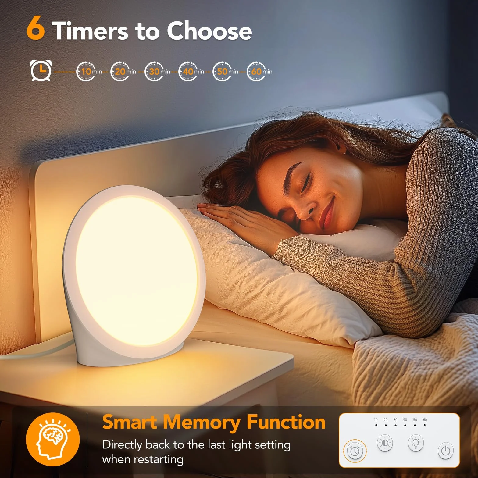 Lampada di Luce Diurna 10000 Lux UV-Free con 3 Temperature di Colore, 5 Livelli di Luminosità, 6 Timer e Funzione di Memoria, Lampada luce Diurna per Casa Ufficio