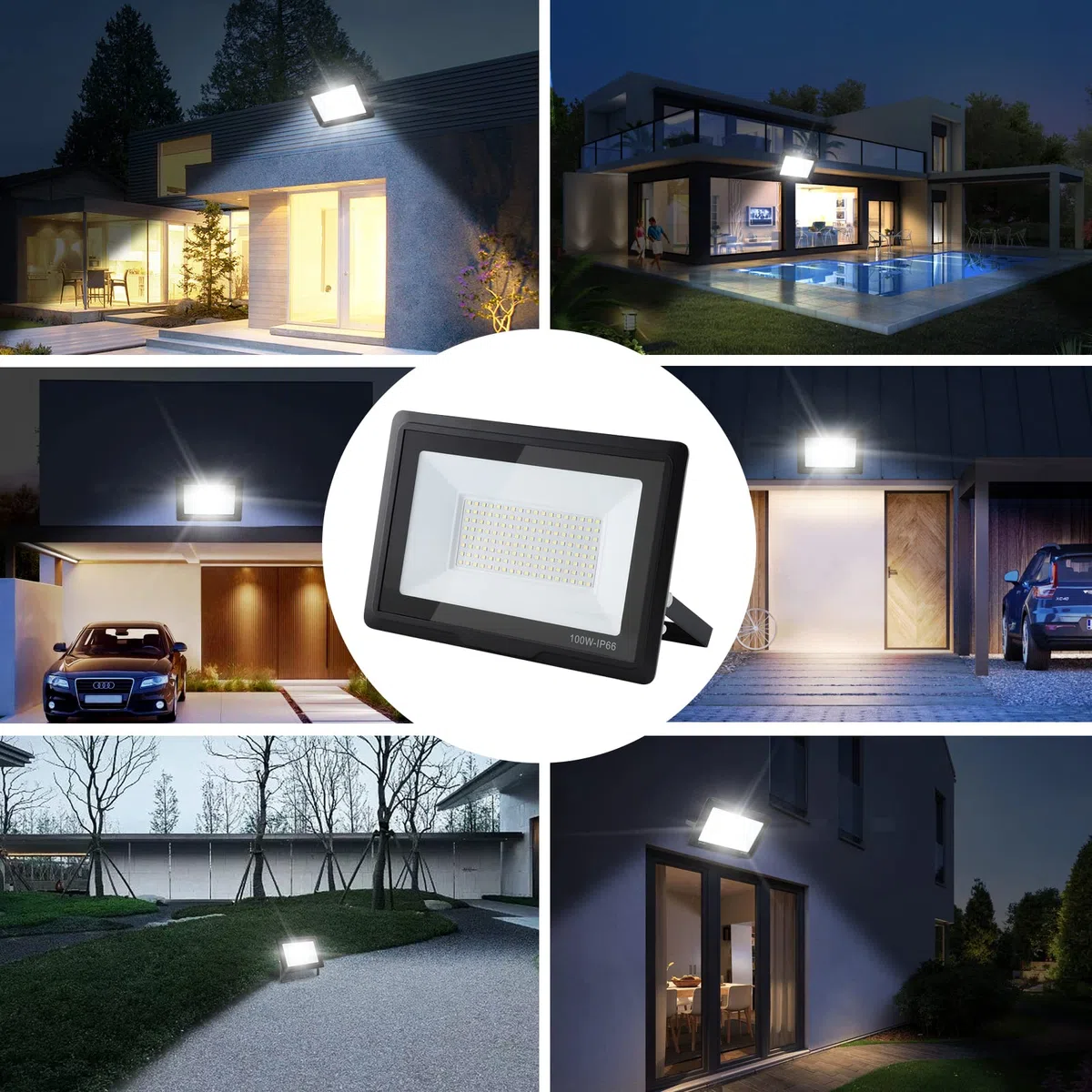 Faretto LED da Esterno 100W, 10000LM Superright Faro Led Esterno, IP66 Impermeabile 3000K Bianco Caldo Faretti Led Esterno per Giardino, Garage, Cortile, Terrazza