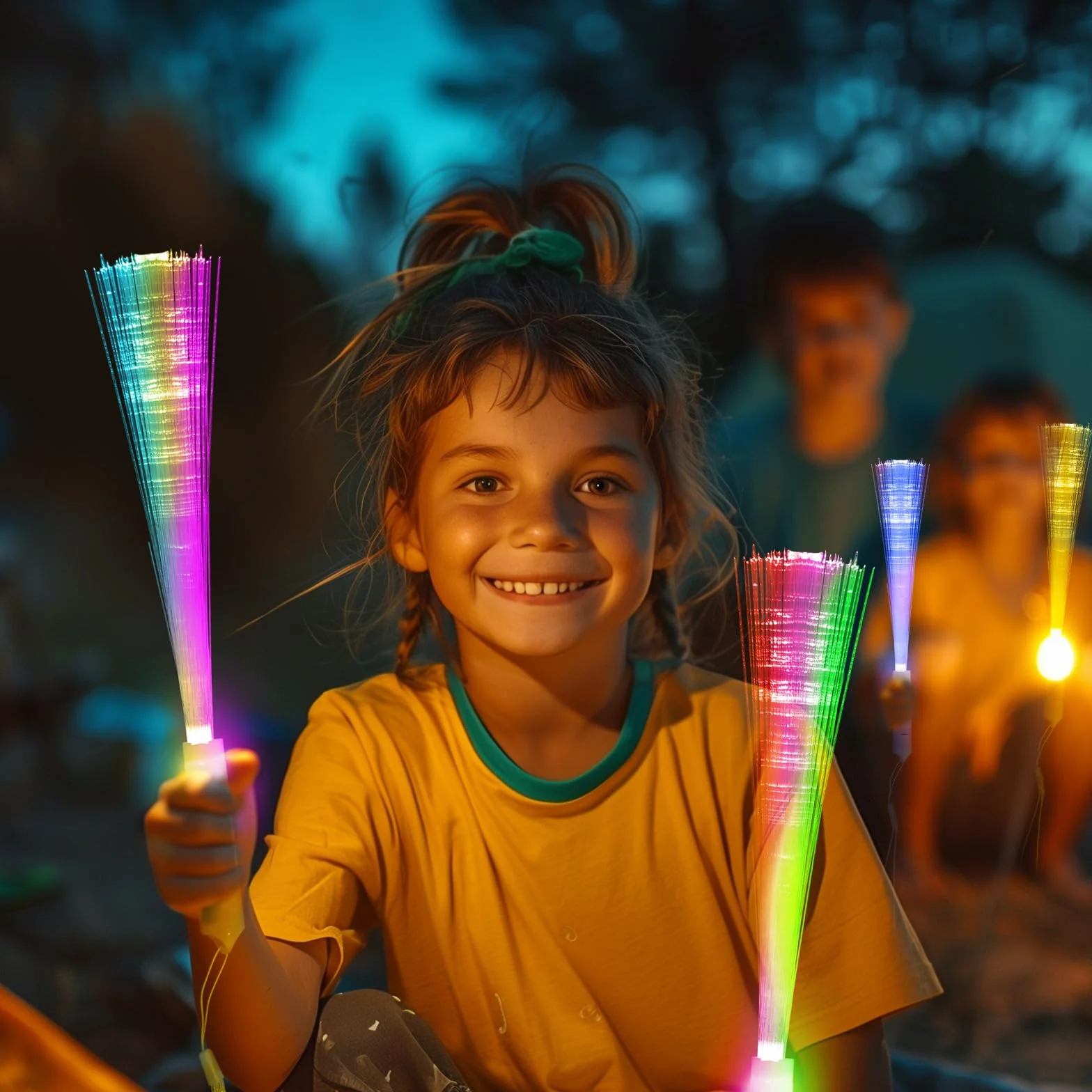 Kangtaixin 24 pezzi di bastoncini LED luminosi colorati - bastoncino luminoso in fibra ottica con batteria, giocattolo regalo in fibra ottica per bambini per feste notturne, concerti, Natale