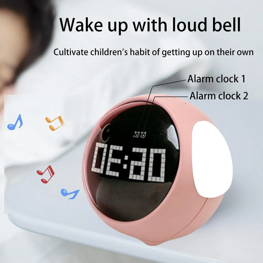 Per la casa Luce LED Digitale Luce Controllata Voce Orologio Sveglia per Bambini Multifunzionale Orologio Sveglia di Espressione (A)
