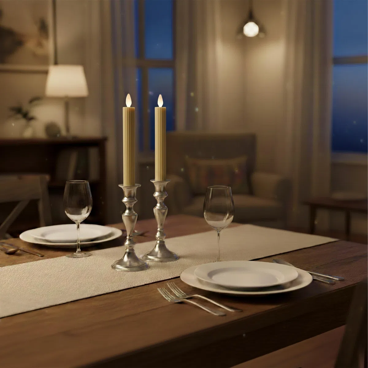 Relaxdays Candele a LED a Stelo, Set da 4, Fiamma tremolante, Cera Vera, Senza Fiamma, Beige, 25x2 cm