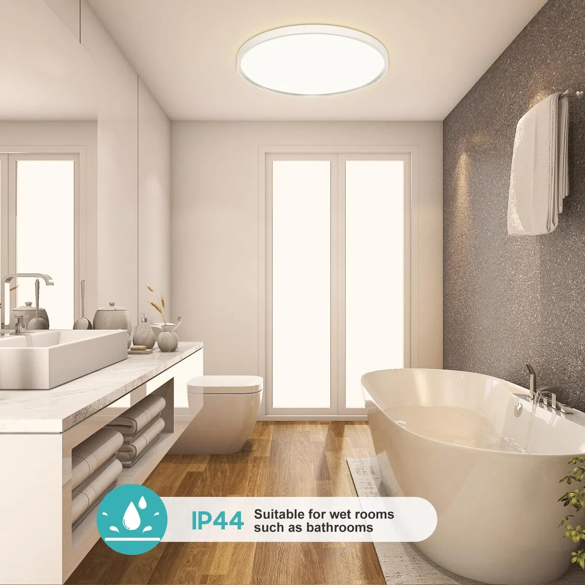Plafoniera LED Soffitto 30 cm da Bagno, 24W Lampada da Soffitto 4000K Lampadario Cucina Moderna 2400LM Ultra-Sottile Plafoniera LED Camera da Letto IP44 per Soggiorno, Corridoio, Cantina