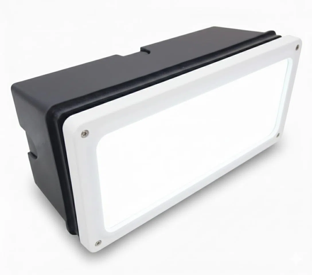 Generico Segnapasso da Incasso Esterno Made in Italy, IP65, Attacco E27 per Lampadine LED, Plafoniera Segnapasso in Policarbonato e Vetro Temprato, ControcassaInclusa,(Colore Nero Dim -270x120x122)