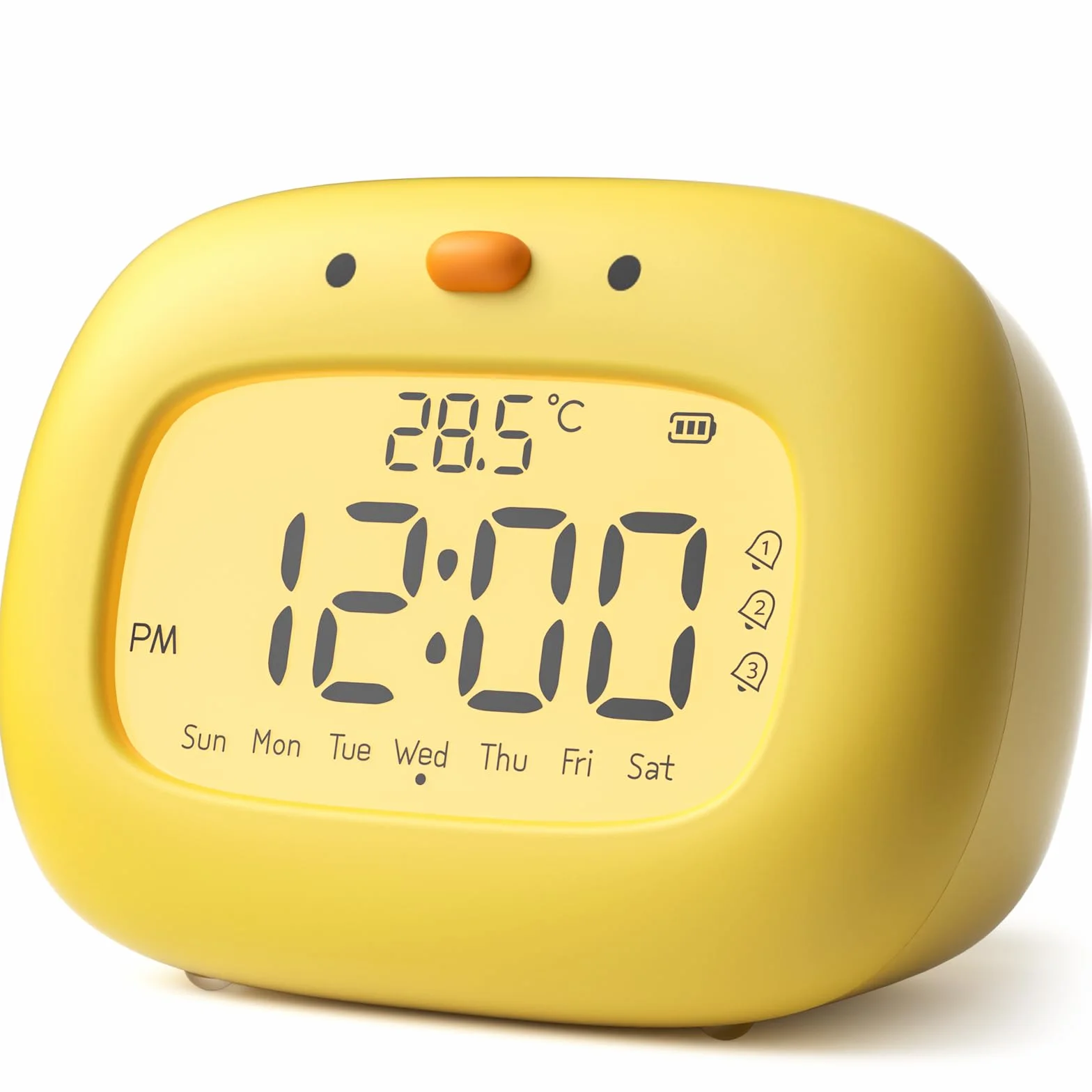 YISSVIC Sveglia per bambini, sveglia da mattina digitale, 3 allarmi/12/24 ore/Snooze/Timer/Display della settimana, Tipo C, ricaricabile, per bambini adulti, forma anatra