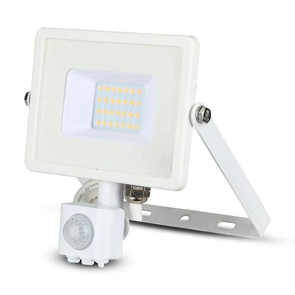 V-TAC Faro LED Chip Samsung 20W con Sensore di Movimento e Crepuscolare e Interruttore Manuale di Bloccaggio Colore Bianco 4000K IP65