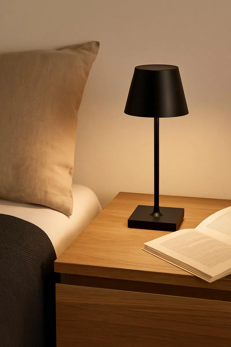 2 Pezzi Lampada da Tavolo LED Ricaricabile Senza Fili – Dimmerabile Touch, 2400mAh, 3 Tonalità (2700K-6000K), Design Moderno per Interno ed Esterno, Camera da Letto, Soggiorno, Giardino, IP54 (Nero)