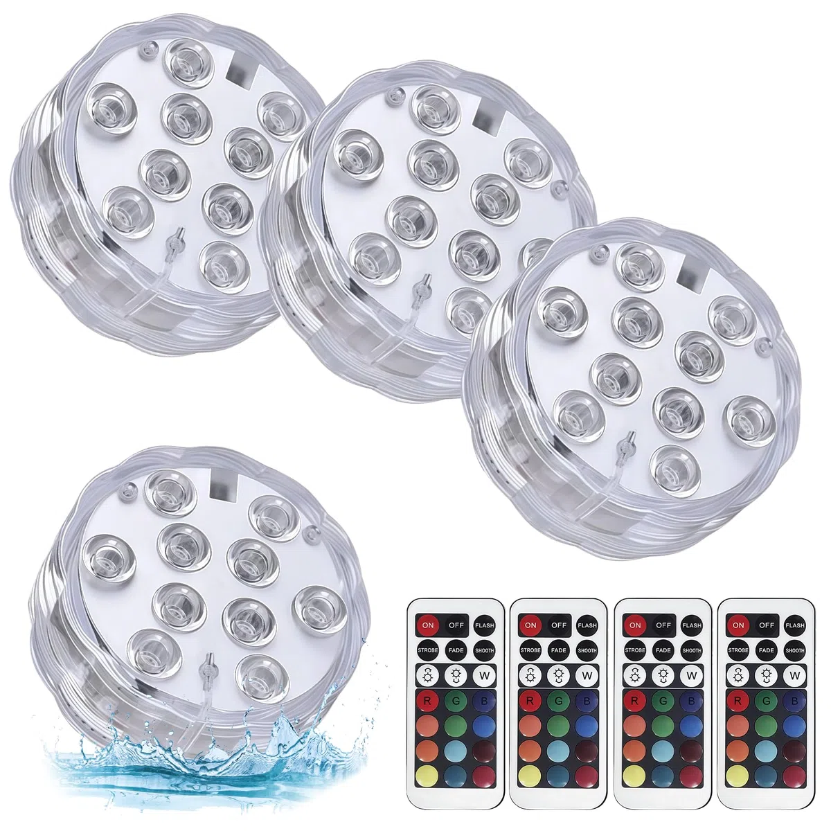 Illuminazione Subacquea Piscina Con Telecomando 4 Pezzi Luce Piscina RGB Con 16 Colori, Multicolore RGB Luci Piscina, Luci Decorative Per Piscina