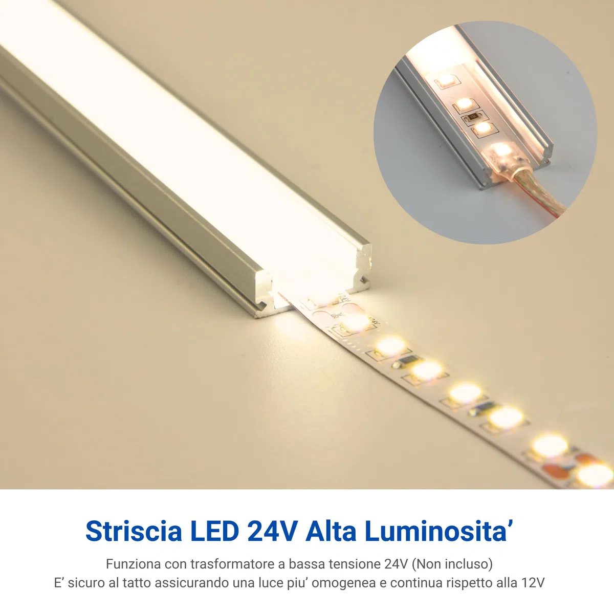 NUOVA GERMANY 5 Metri Striscia LED Bianco Caldo 3000K SMD2835 120LED/m, 24V Dimmerabile Alta Luminosità, 14W/M, 70W, 6500Lumen Totali, Luce Nastro Luminoso, IP20 (5M Calda 3000K)