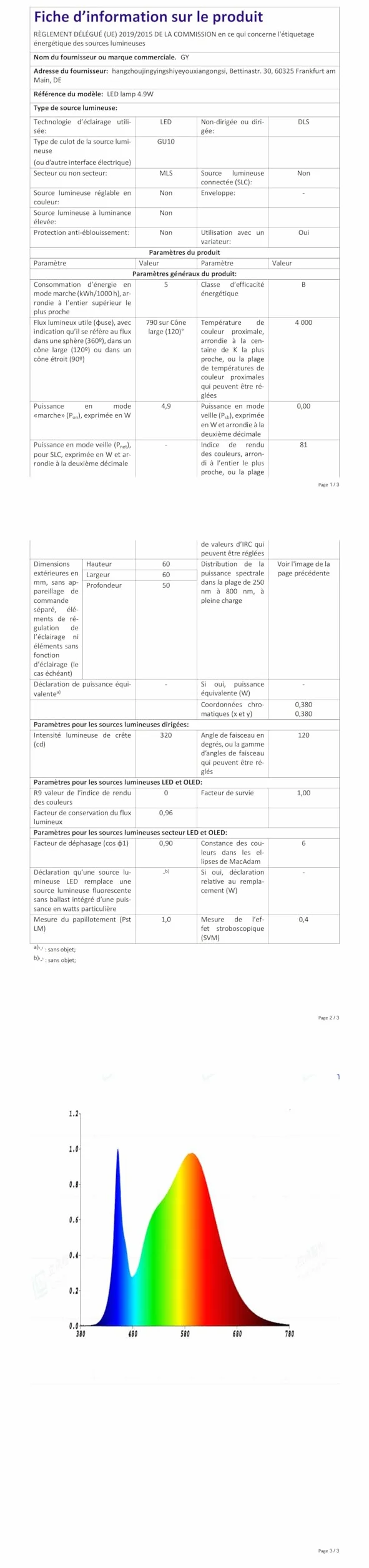 GY Lampadine GU10 LED, 4.9W (equivalenti a 80W), 790 Lumen, 4000K Bianco Neutro, Risparmio Energetico LED GU10, Lunga Durata, Basso Consumo, 120° Angolo del Fascio,Non Dimmerabile, 10 pezzi