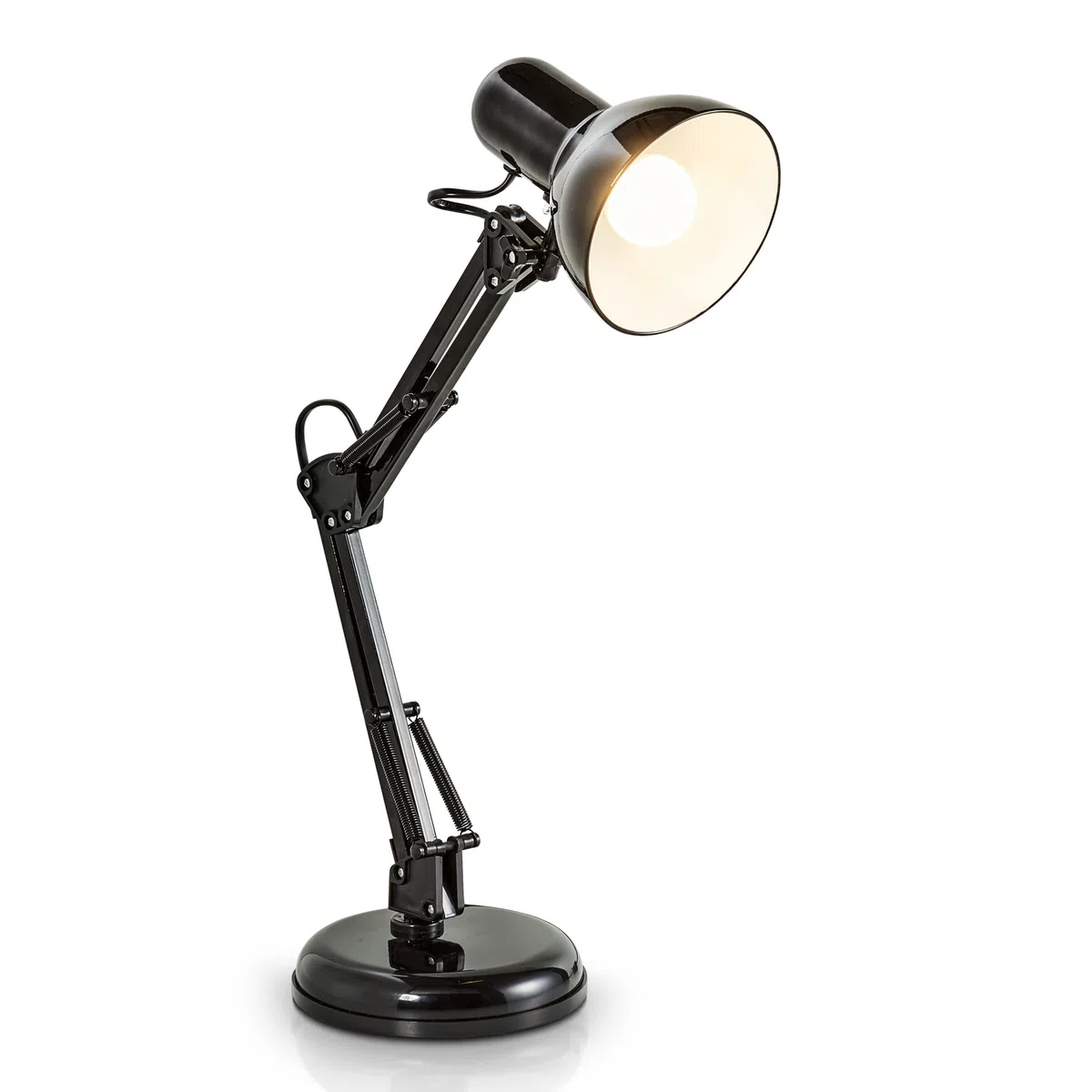 B.K.Licht Lampada da tavolo retro, interruttore on off, attacco E14, 40W, luce orientabile, da scrivania, scrittoio, comodino, lampada da lavoro, da lettura, ufficio, corpo in metallo, 53 cm (A), nero