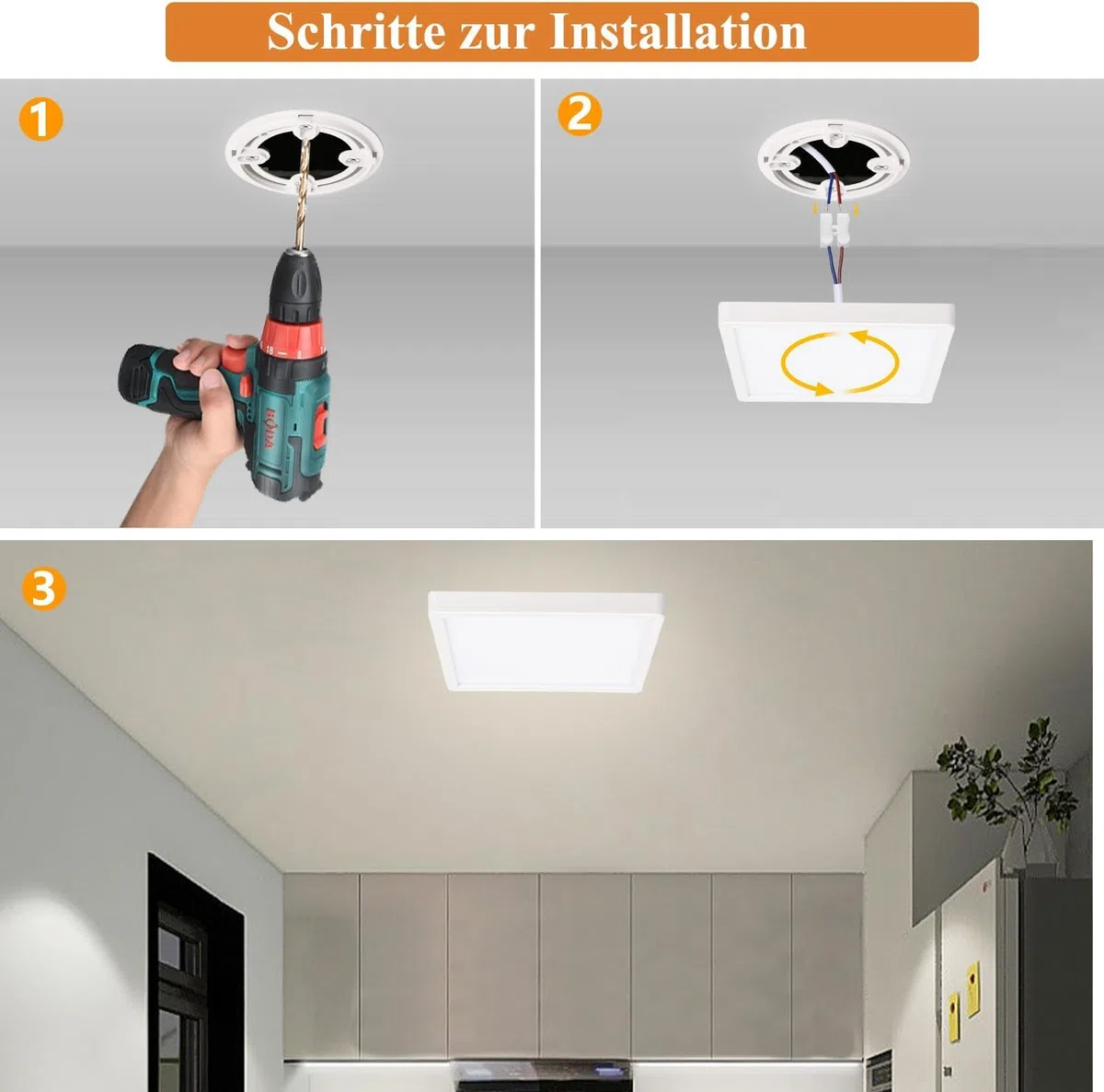 Ouyulong Plafoniera a led Quadrato, 18W 4000K 1620LM 23cm IP44, Adatto per soggiorno, camera da letto, bagno, cucina, seminterrato, corridoio, balcone (1 Pc)