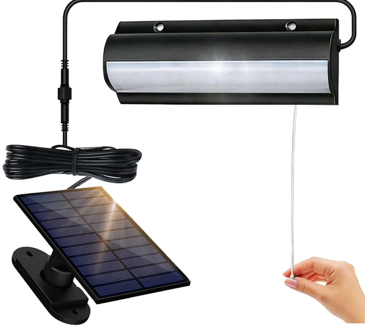 HEEYoo Lampada Solare per Interni ed Esterni, Lampada Solare a Sospensione Semplice Interruttore a Catenella, Lampadario Solare Impermeabile IP65, Adatta per Soggiorno, Gazebo, Garage