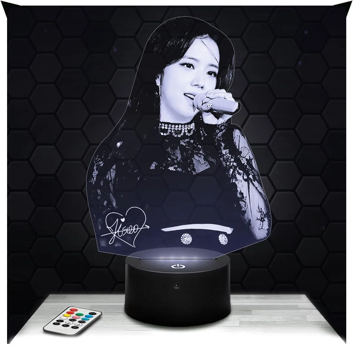 Lampephoto.fr Lampada Jisoo BlackP decorazione per camera da ragazza Lampada 3D Jisoo BlackP oggetto K-pop Corea Pop Coreana idea regalo deco luce soffusa luce notturna decorazione ufficio. Natale