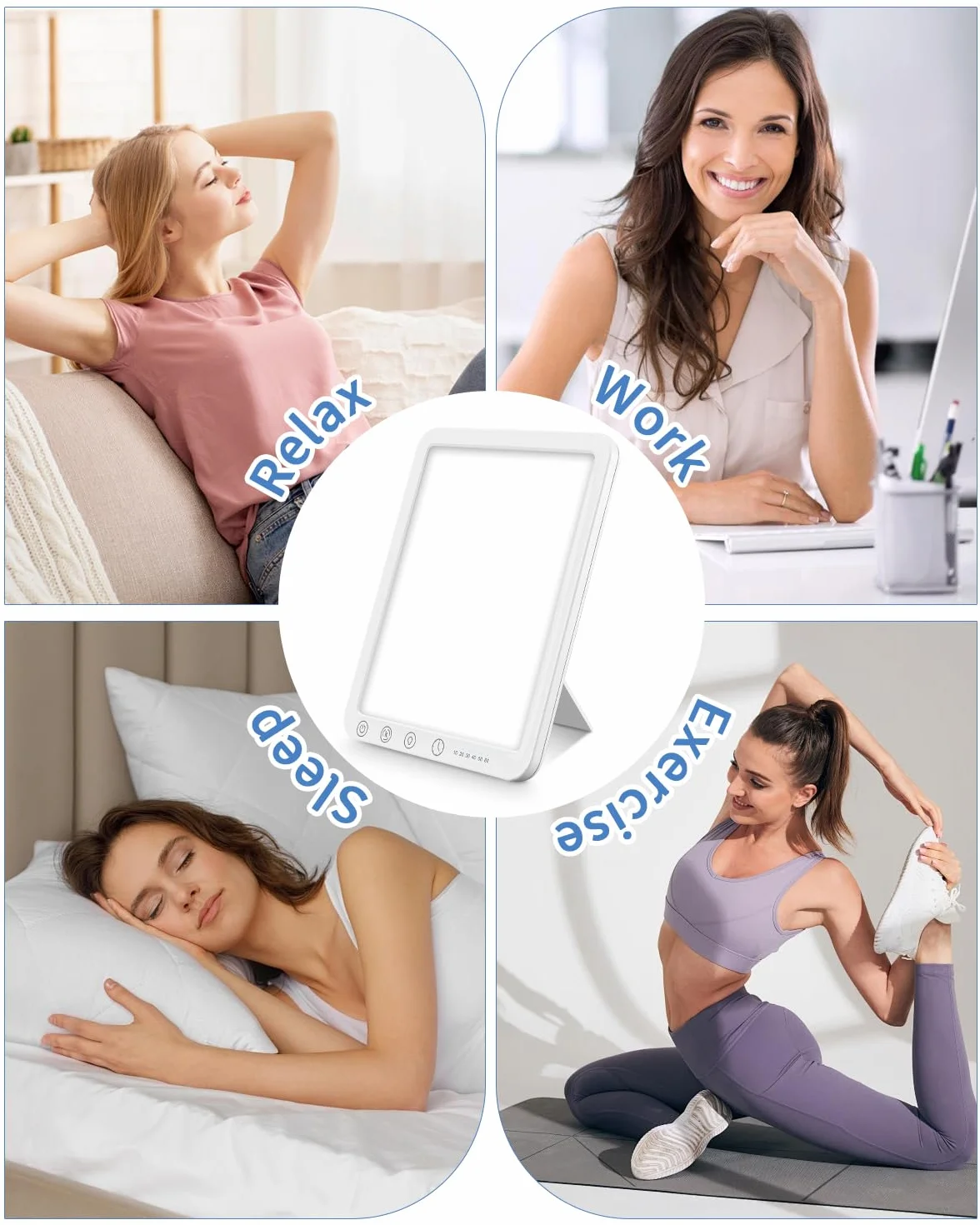 Lampada a luce diurna 10000 LUX, lampada per terapia della luce con 3 temperature di colore, 10 livelli di luminosità e 6 timer, lampada LED a diurna senza raggi UV con