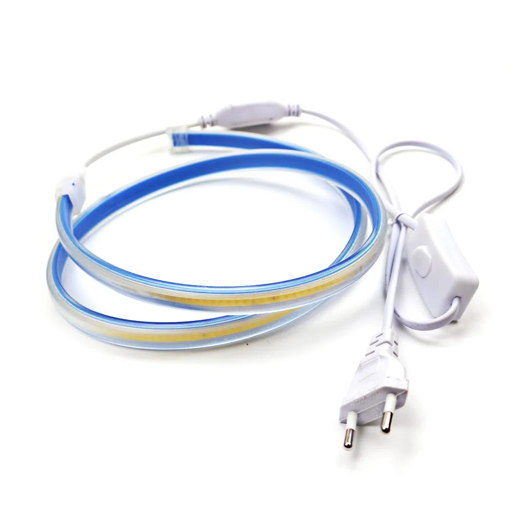 IP67 COB LED Striscia 1M 220V, 280 led/m Super Brillante Impermeabile Strip 1 Metro Bianco Caldo 3000K (Bianco Caldo, 1)