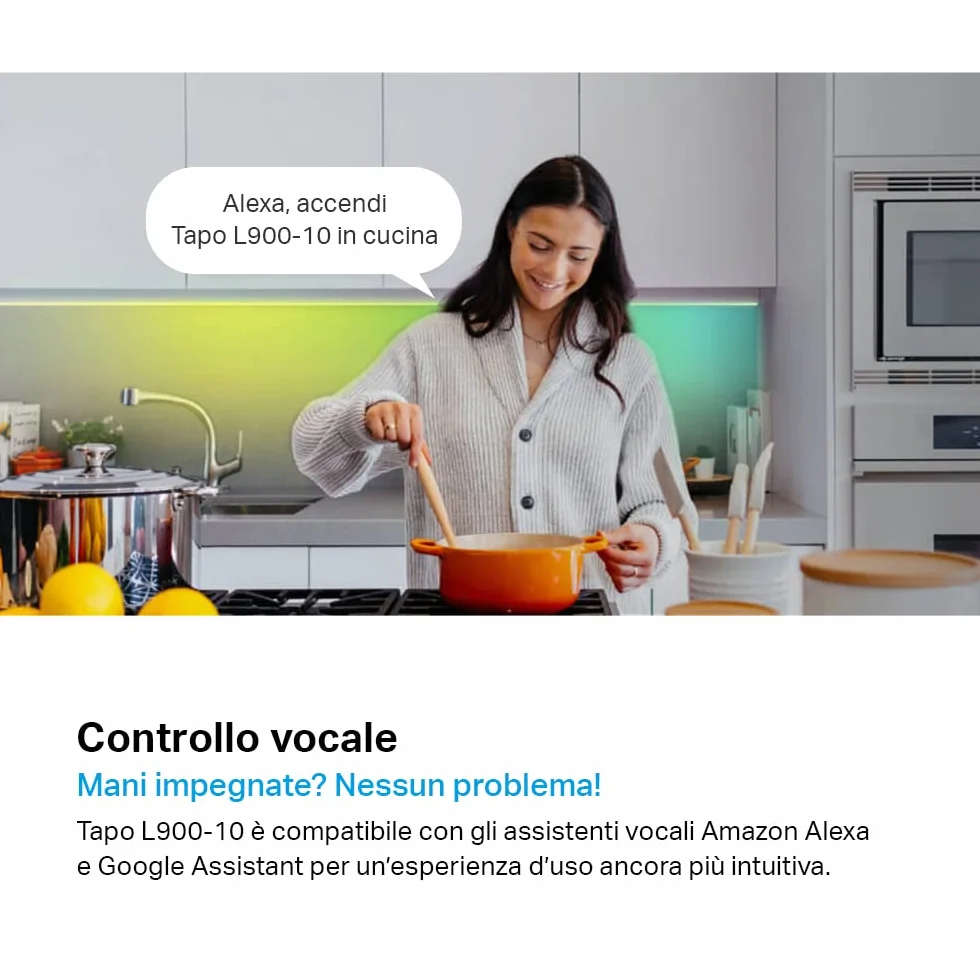 Tapo L900 Smart Wi-Fi Striscia LED, Controllo Vocale Compatibile con Alexa e Google Assistant, 2 Confezioni L900-5 con 1 Alimentatore, Sync-to-Music, Accorciabile e Controllo dall'APP