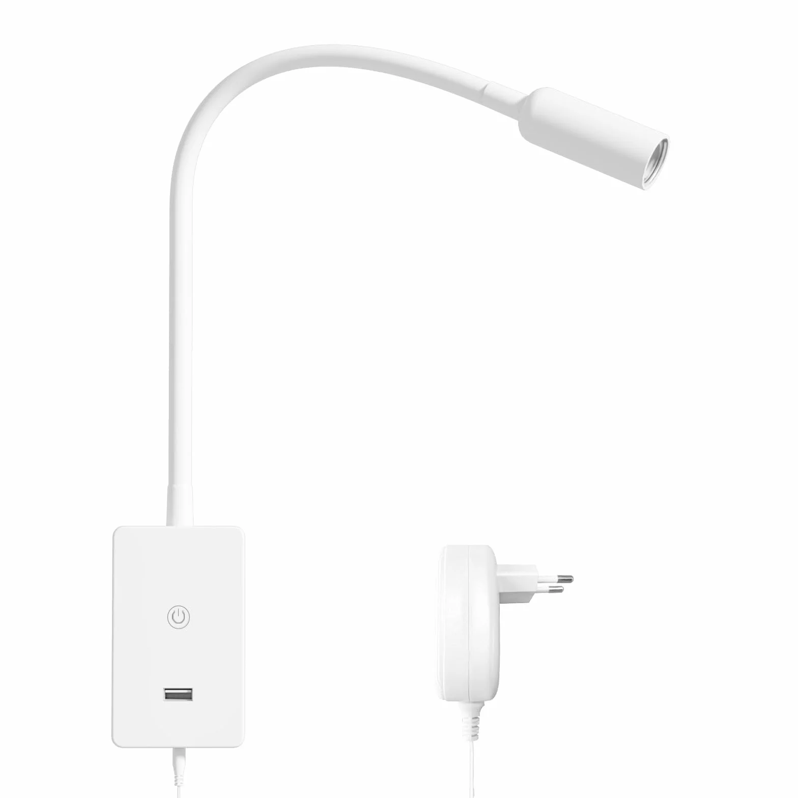 ENUOTEK Lampada da Lettura a Luce Dimmerabile a LED, Applique Lettura Letto LED 4000K Bianca Neutra, Lampada da Lettura a Collo di Cigno da 4W, Lampada da Letto con Porta di Ricarica USB da 2A