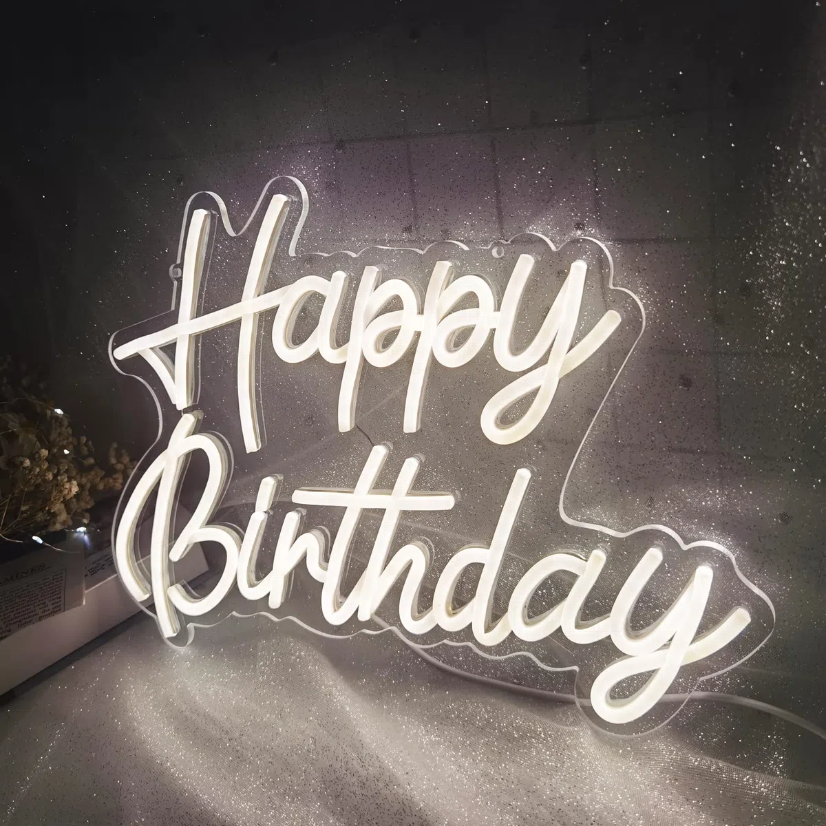 Buon Compleanno Neon Segno, Caldo Bianco Festa di Compleanno Sfondo Decorazione USB Alimentazione Decorazione Camera da Letto Parete Decorazione 5V 16,5 * 11
