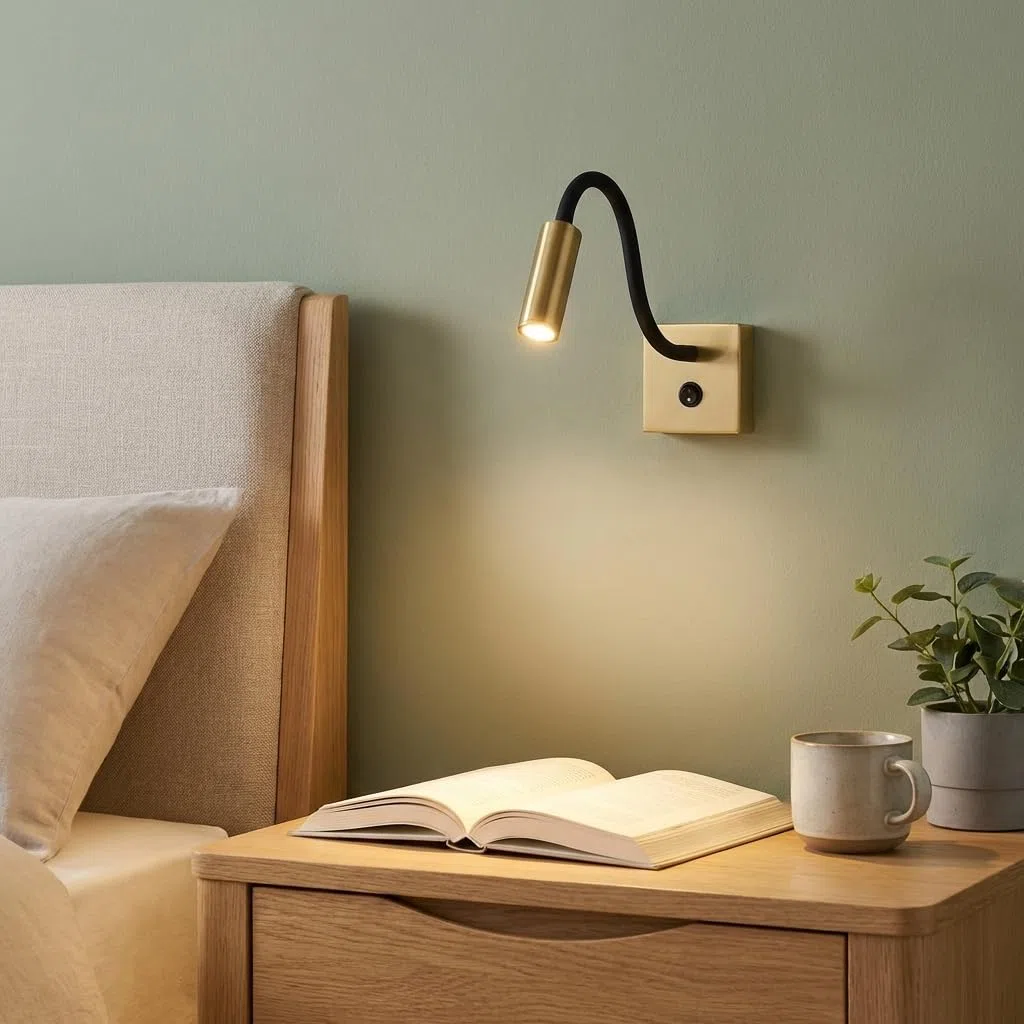 B·LED BARCELONA LED Applique da parete LED 3W con braccio flessibile | Luce calda 2800K | Orientabile | Interruttore integrato | Alluminio | Per testiere, hotel e lettura