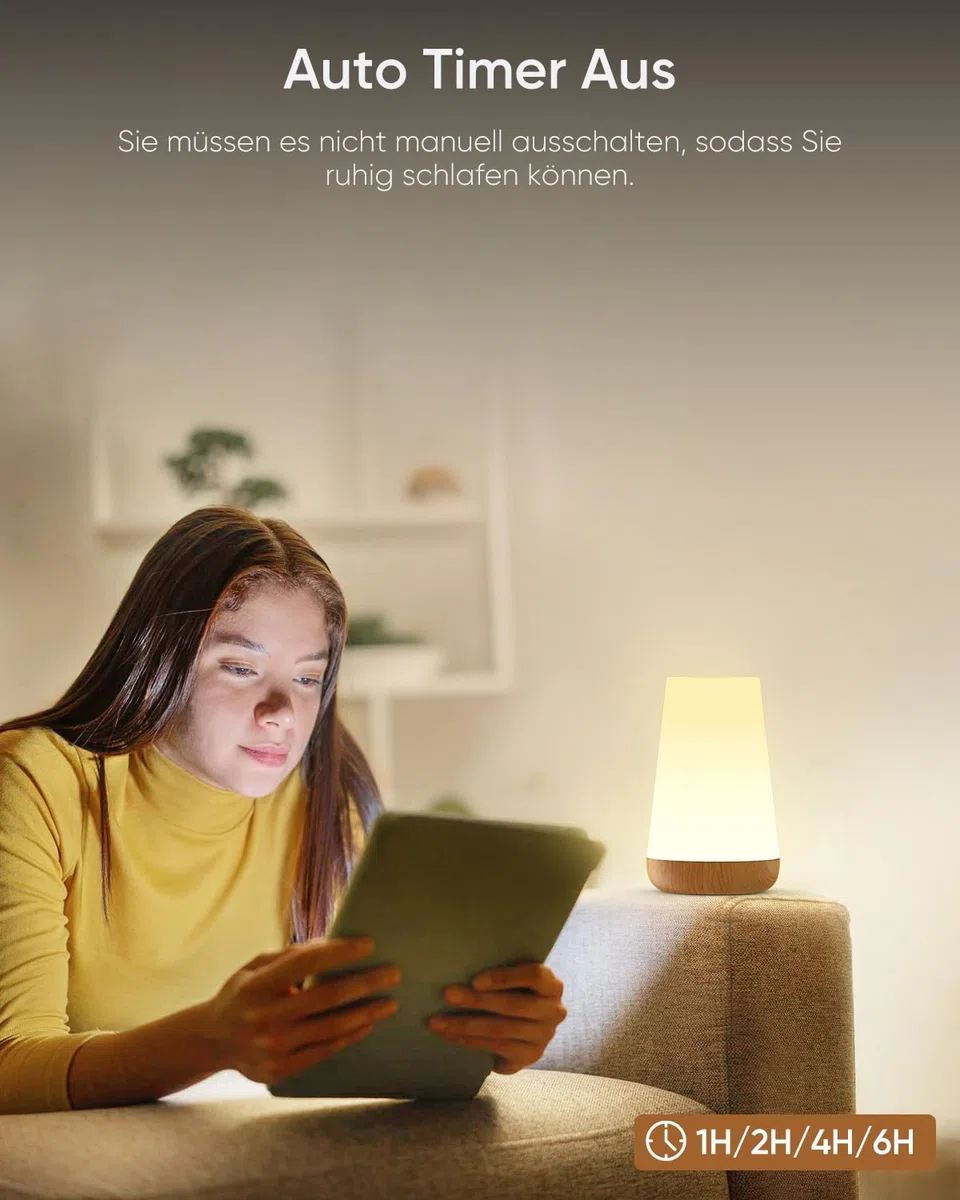 Bonsery Set di 2 lampade da comodino LED Touch dimmerabile USB ricaricabile con telecomando, luce notturna per bambini con 13 colori, 3 modalità, lampada da tavolo senza fili con timer per camera da