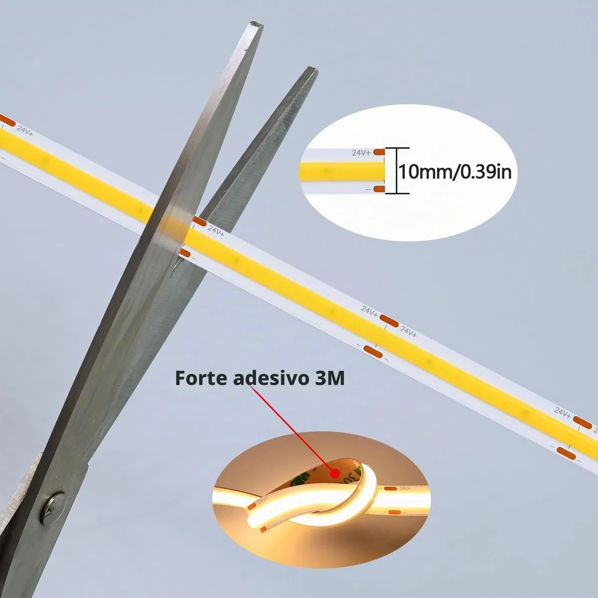 GOMING 24V Super Luminoso COB Striscia LED Bianco Caldo 3000K 5M 2050LM/M 14.5W/M Alta Densità 480LED/M CRI 93+ IP20 Non Impermeabile Luci LED per Decorazione Casa(Senza Alimentazione)