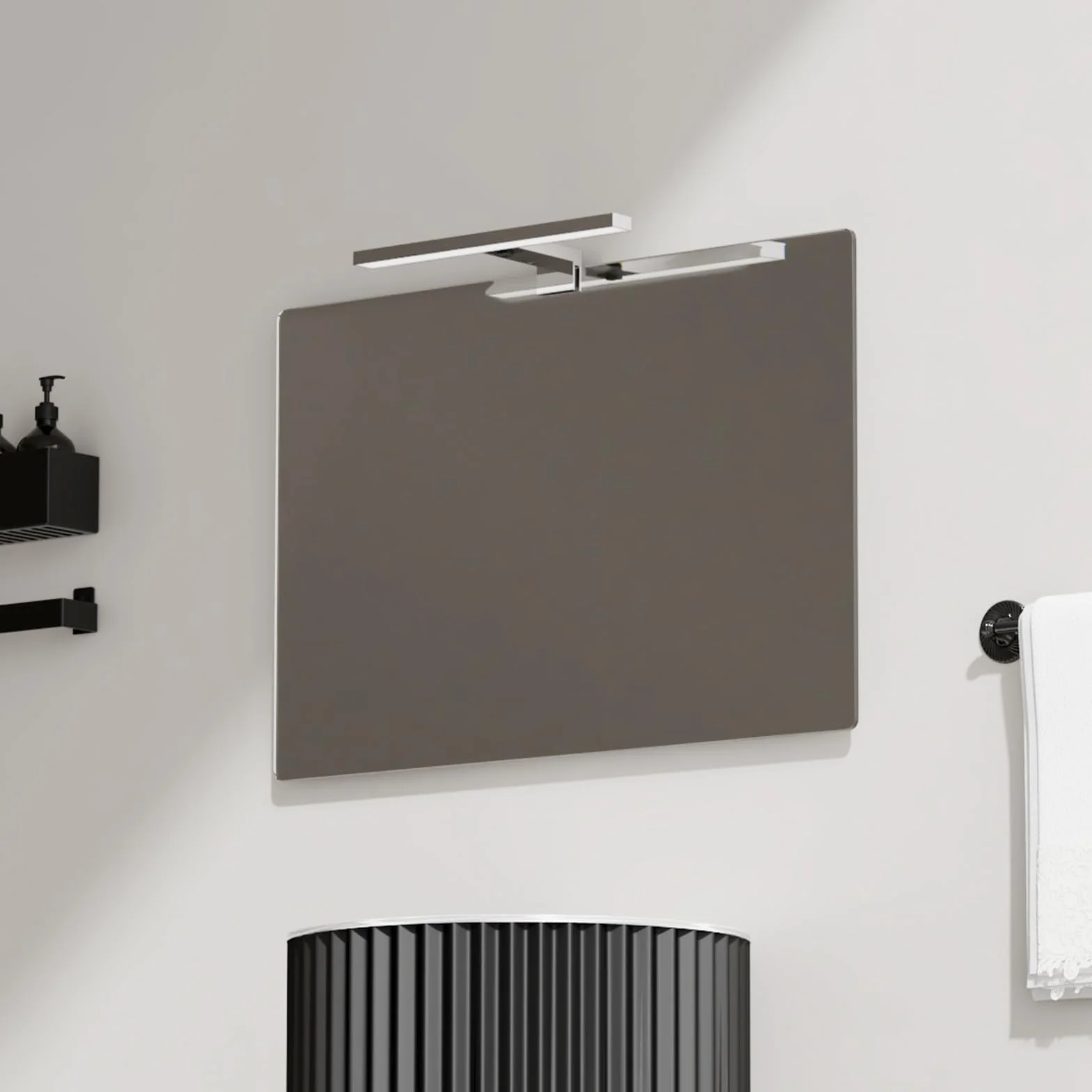 DEELUX Lampada a LED per specchio da bagno con interruttore, 30 cm, 500 lm, 5 W, 6000 K, bianco freddo, illuminazione per armadio a specchio, 230 V, luce per trucco, armadio, lampada da parete IP44