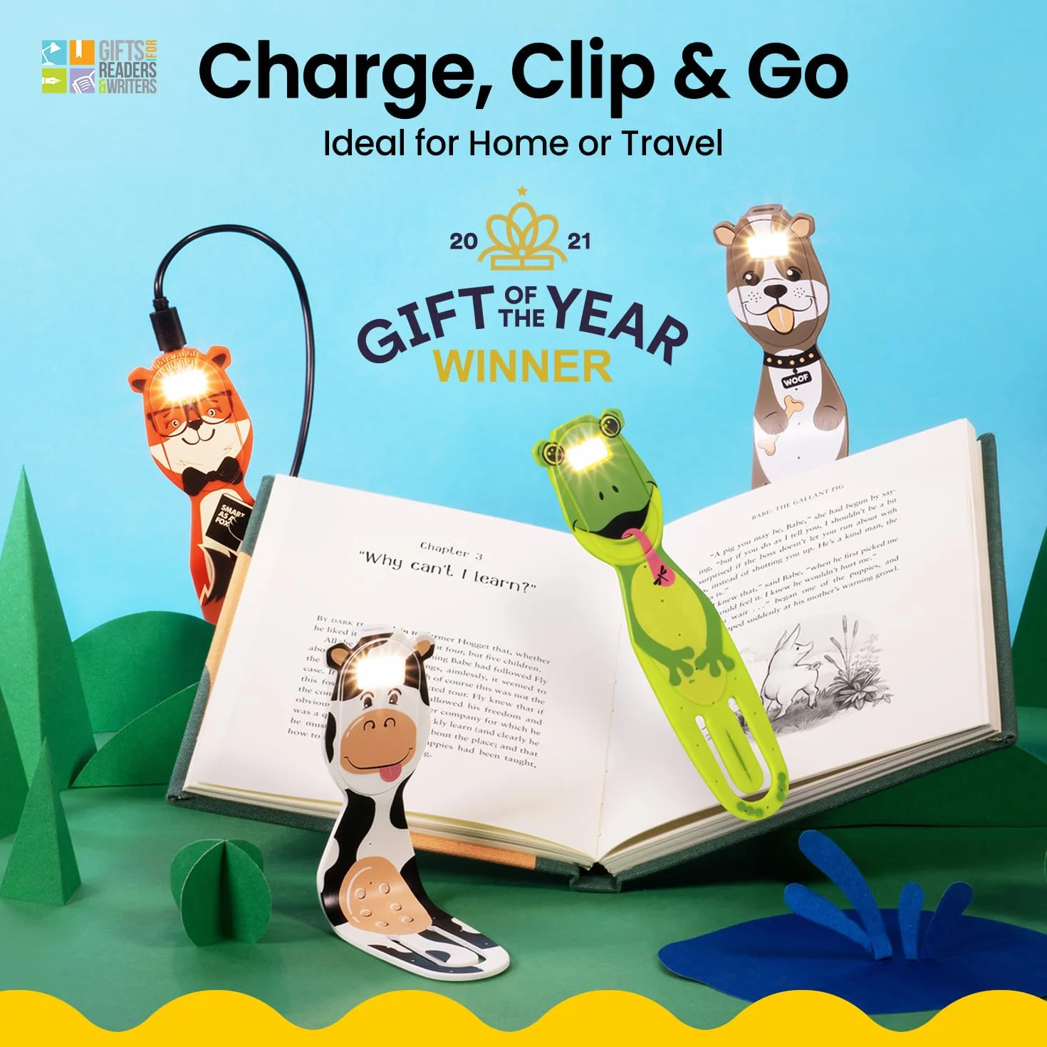 Flexilight Luce da Lettura Ricaricabile | Segnalibro 2 in 1 Luce per Libro | Lampada LED a clip da Lettura | Pila per Leggere a Letto per Bambini e Adulti | Accessori per Libri | Idea Regalo Lettori