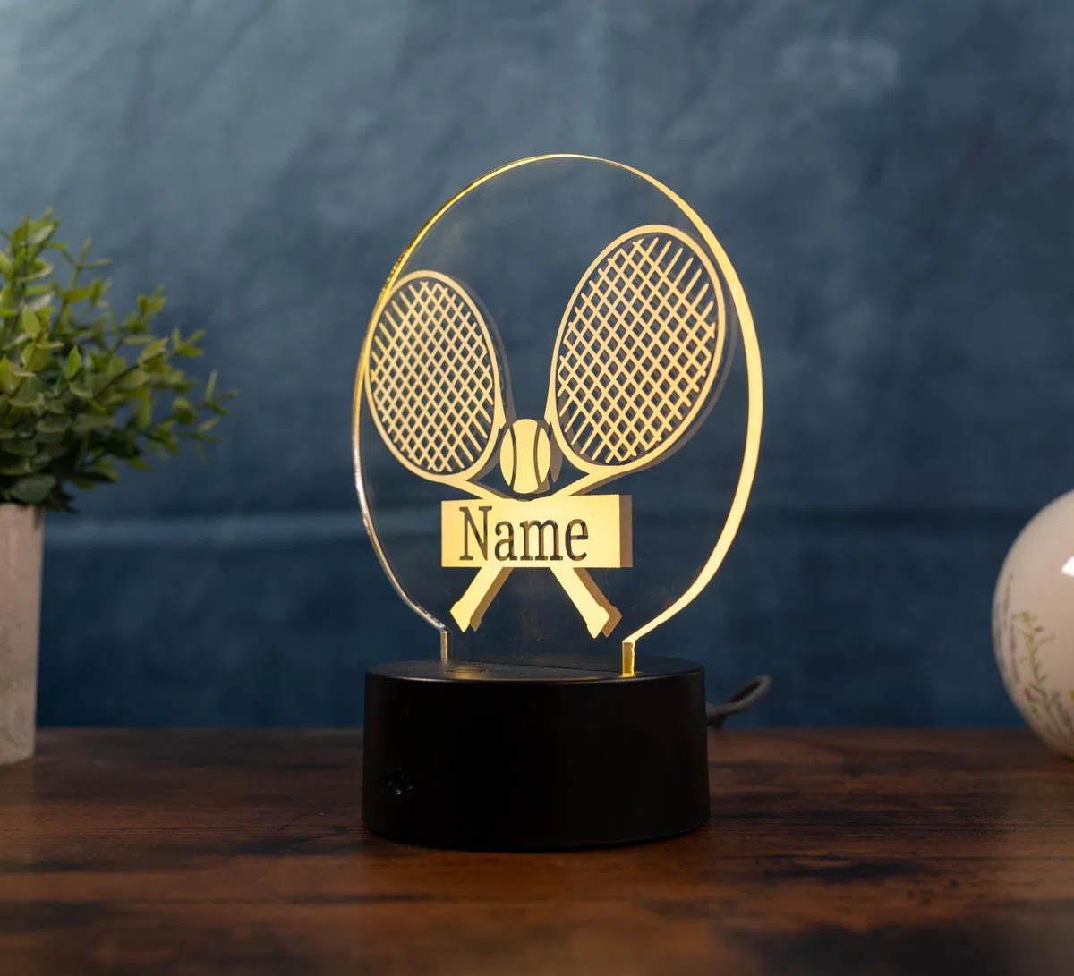 Lampada da tennis personalizzata, luce notturna a LED con nome, regalo per giocatori di tennis e appassionati, luce decorativa da tennis per cameretta dei bambini, camera da letto e club