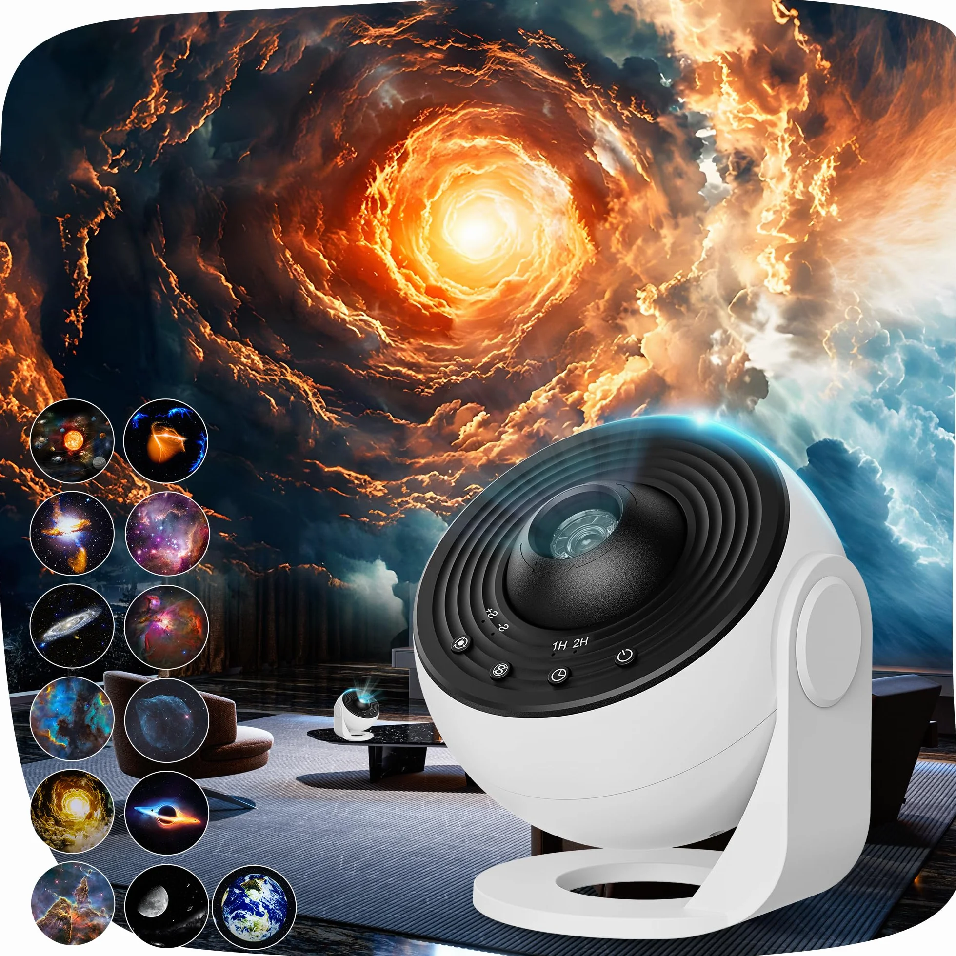 Proiettore Stelle Soffitto PRO, Galaxy Projector Planetarium Projector with 13 Planet Discs, Timer, Luce Notturna Proiettore Stellato per Bambini Adulti Rotazione a 360°