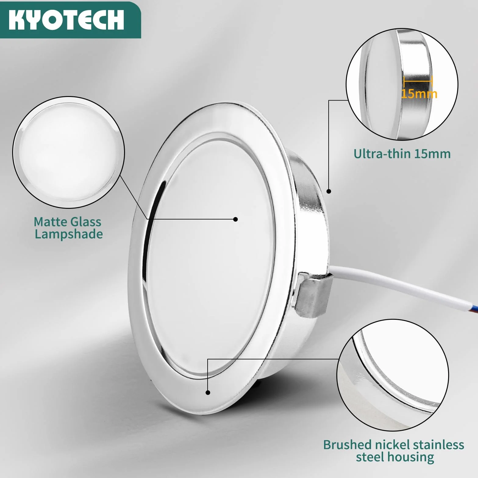 KYOTECH Faretti LED da incasso per mobili 230V 3.5W G4 300LM, 3000K Caldo 4000K Neutro 6000K Freddo faretto da incasso, in acciaio inox spazzolato, al posto delle lampade ad alogene Set di 3