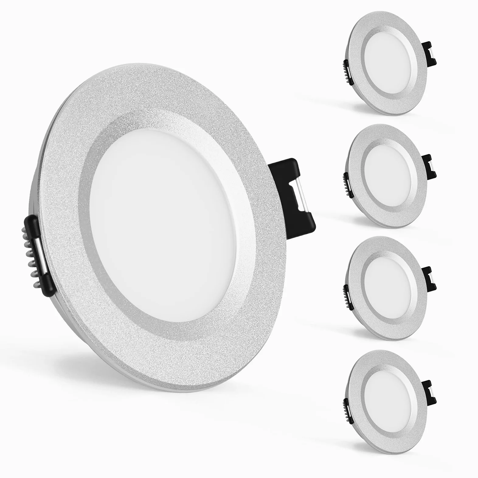 Gr4tec Faretti LED da Incasso per Cartongesso 12 Volt, 4 x 3W Faretto LED 12V 3000K Bianco Caldo 240lm 84Ra, IP44 Luci da Incasso Ultrasottili 12mm, Alluminio Foro 58-62mm Per Camper Barca Bagno